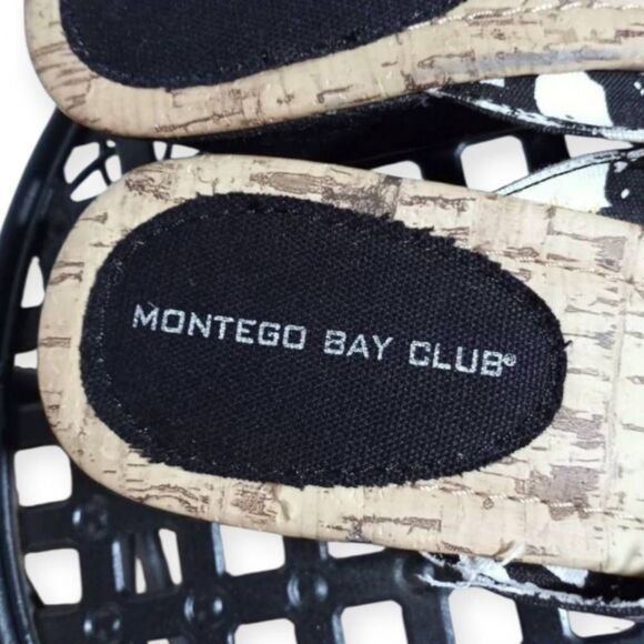MONTEGO BAY CLUB BLACK & WHITE WEDGE FLIP FLOPS SZ.7.5 EUC. - Picture 8 of 9